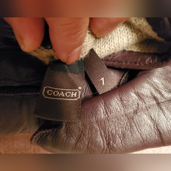 Vintage Coach Brown Leather Gloves Signature Trim and Horsebit Detail Sz 7 - Picture 6 of 8